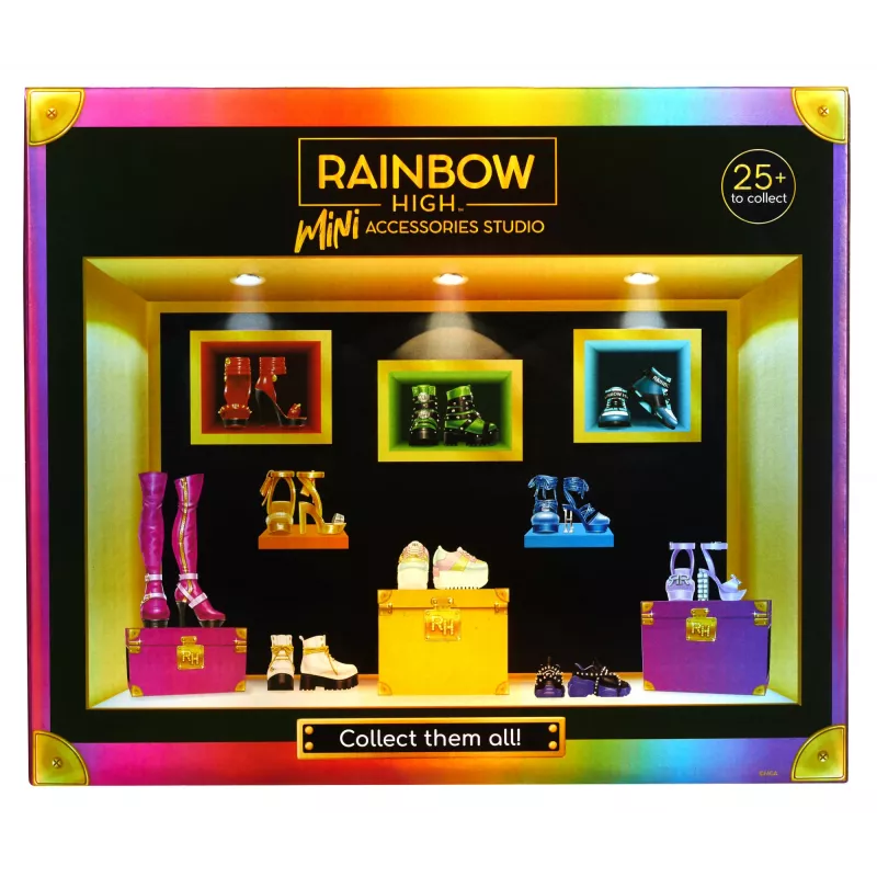 Rainbow High Accessories Studio Series 1, S valikoima PDQ-näytössä nukenkenkiä