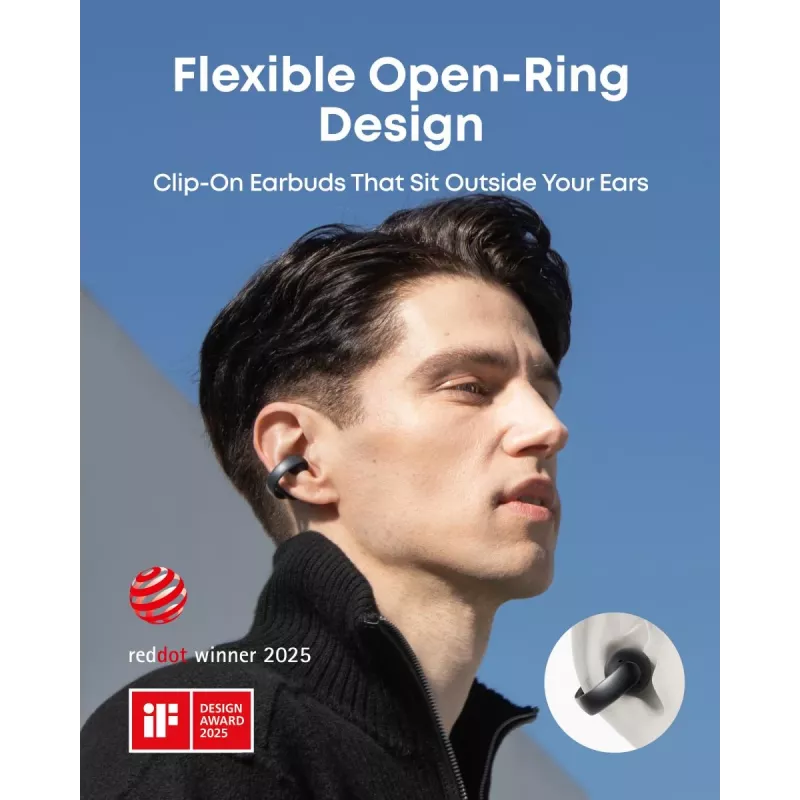 ANKER nappikuuloke - Soundcore Aeroclip - musta