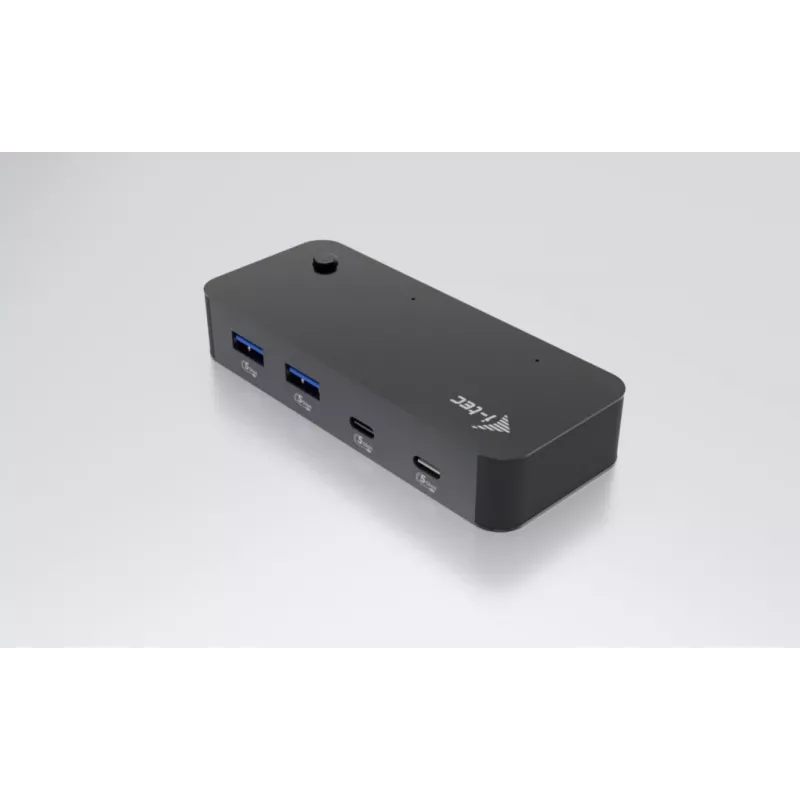 i-tec universaali KVM-keskitin 2x USB-C 2x USB-A 3.0 5000 Mbit/s musta
