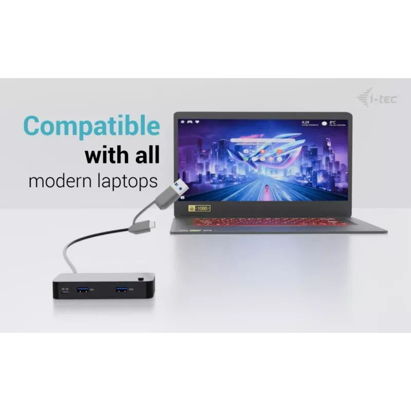 i-tec universaali KVM-keskitin 2x USB-C 2x USB-A 3.0 5000 Mbit/s musta