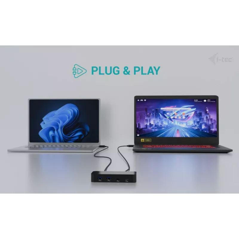 i-tec universaali KVM-keskitin 2x USB-C 2x USB-A 3.0 5000 Mbit/s musta