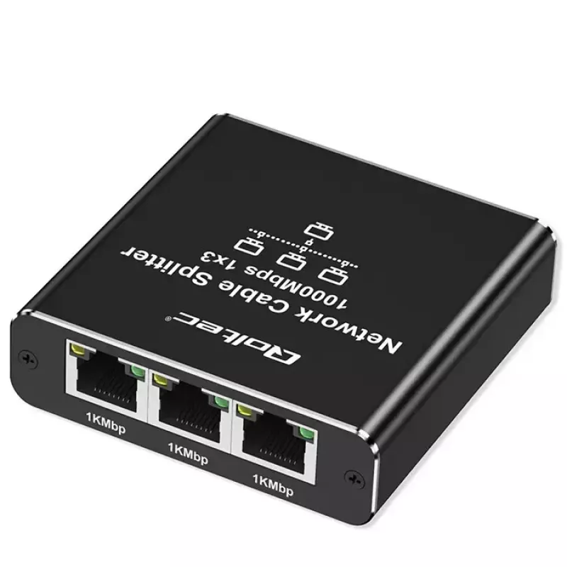 Ethernet-jakaja QOLTEC 52294 1x3 RJ45 USB-C-virtatulolla