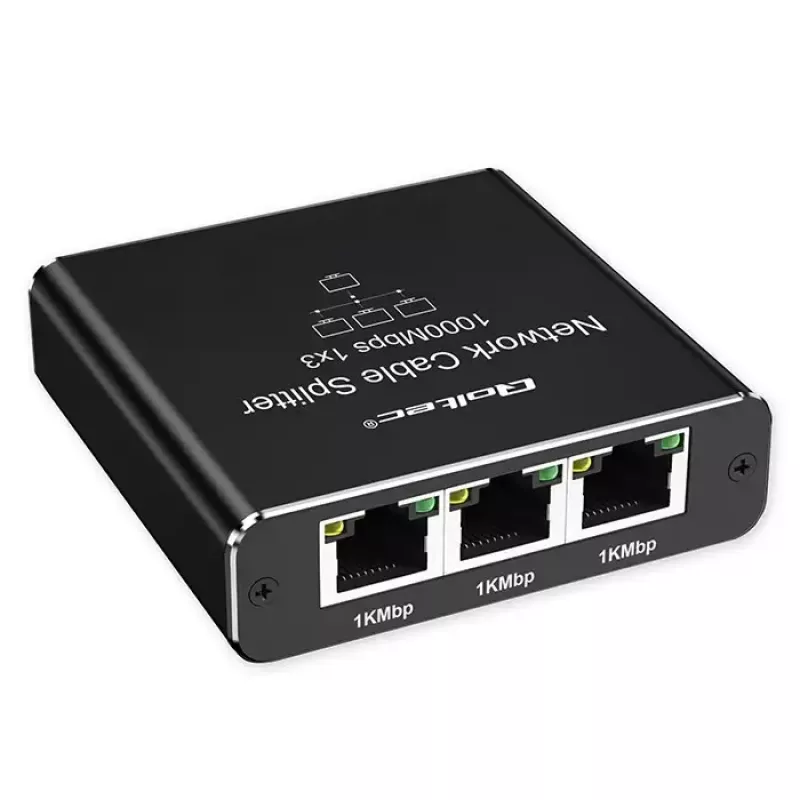 Ethernet-jakaja QOLTEC 52294 1x3 RJ45 USB-C-virtatulolla