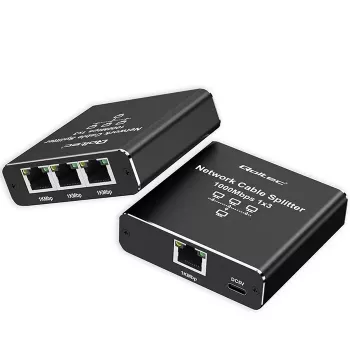 Ethernet-jakaja QOLTEC 52294 1x3 RJ45 USB-C-virtatulolla