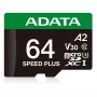 MicroSDXC-kortti ADATA Speed Plus 64 GB UHS Class 3 malli UD64GUI3V30A2SP-RA1