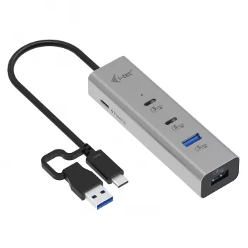 i-tec Metal Universal Charging HUB 2xUSB-C + 2x USB-A portti + Power Delivery 85W