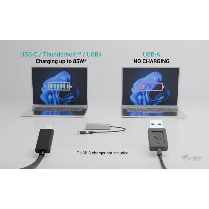 i-tec Metal Universal Charging HUB 2xUSB-C + 2x USB-A portti + Power Delivery 85W