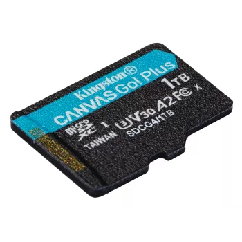 Kingston Technology 1TB microSDXC Canvas Go Plus Gen4 200R A2 U3 yksittäispakkaus ilman adapteria