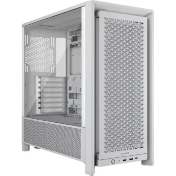 PC-kotelo CORSAIR FRAME 4000D RS Midi Tower valkoinen — ATX, karkaistu lasi, 3x120mm etutuulettimet, tukee 360/240/140mm jäähdyttimiä