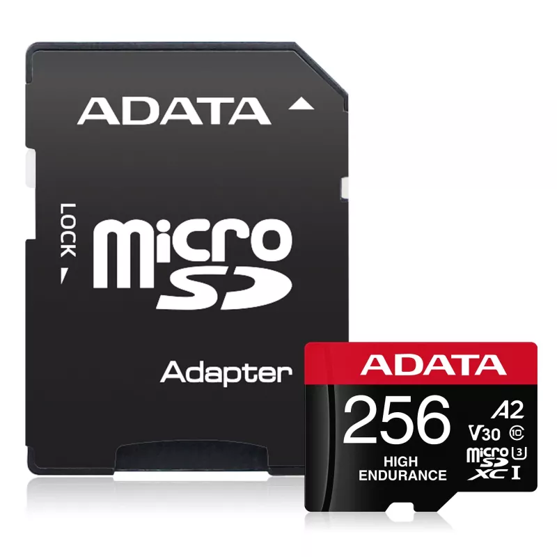 MicroSDXC-muistikortti ADATA 256 GB AUSDX256GUI3V30SHA2-RA1 UHS-I Class 10 V30 (luku 100 MB/s, kirjoitus 80 MB/s) SD-adapterilla