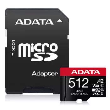 MicroSDXC-muistikortti ADATA 512GB UHS‑I U3 V30 Class 10 A2, 100/85 MB/s, vedenpitävä