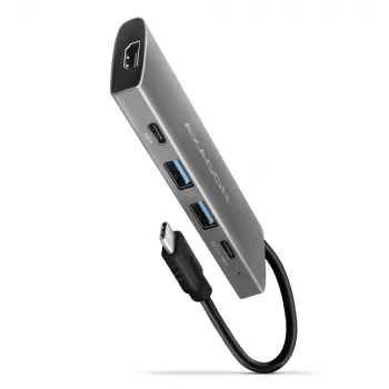 Axagon HMC-5G21 USB 10Gbps-keskitin, 2x USB-A, 2x USB-C, HDMI 4k/30Hz, PD 60W, USB-C-kaapeli