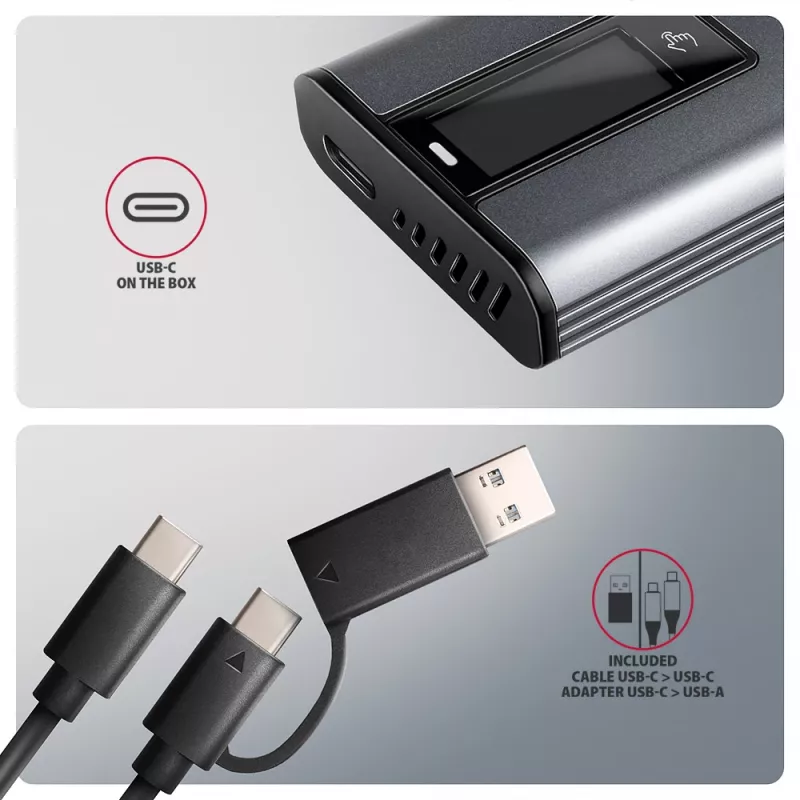 Axagon EEM2-SD2 USB-C 10Gbps - M.2 NVMe & SATA SSD DISPLAY-kotelo
