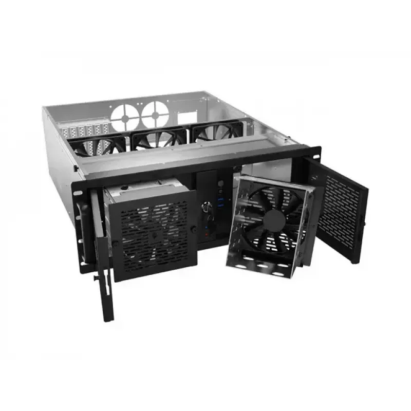 Rack-kotelo Lanberg SC01-5204-12B 4U musta 5 tuuletinta