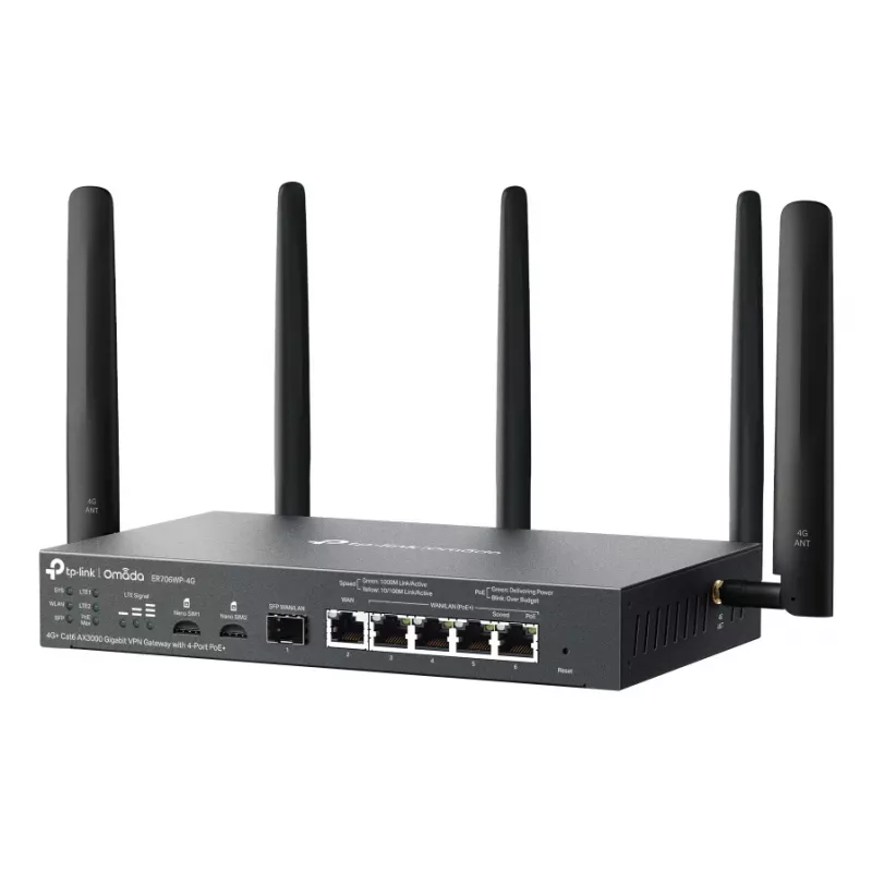 TP-Link ER706WP-4G langaton reititin Gigabit Ethernet Dual-Band (2,4 GHz / 5 GHz) musta