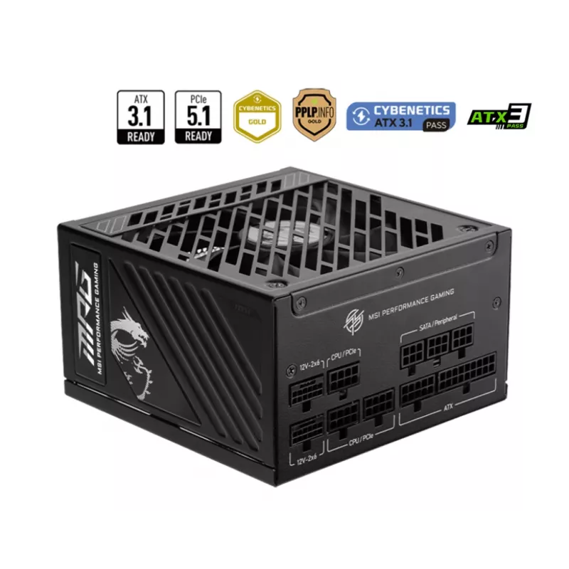MSI MPG A1250GS PCIE5 virtalähde 1250 W 20+4 pin ATX ATX musta