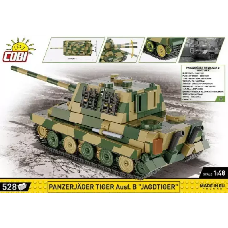COBI 2733 Historical Collection rakennussarja Panzerjäger Tiger Ausf. B Jagdtiger, 528 osaa, 1:48