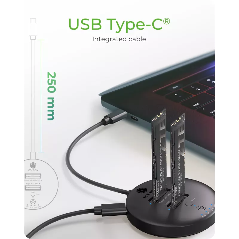 ICY BOX IB-1612MCL-C31 USB 3.2 Gen 2 (3.1 Gen 1) Type-C musta