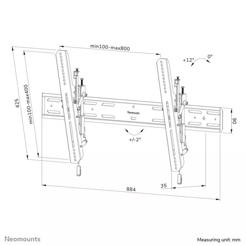 Neomounts WL35S-850BL18 TV-seinäteline 43-86