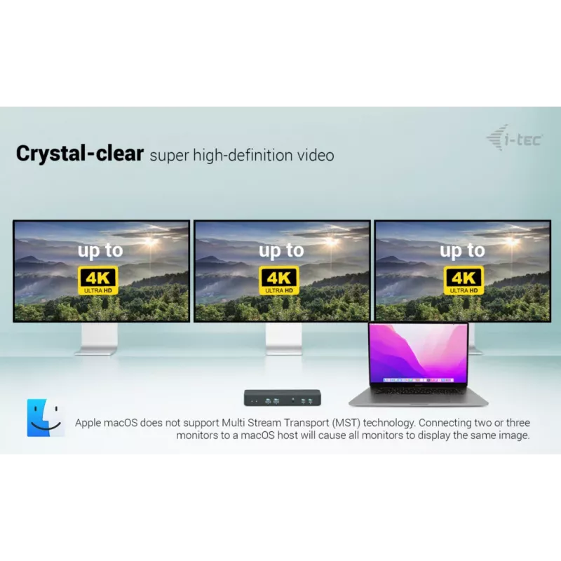 I-tec USB-C Intelligent Triple Display -telakointiasema + Power Delivery 100W