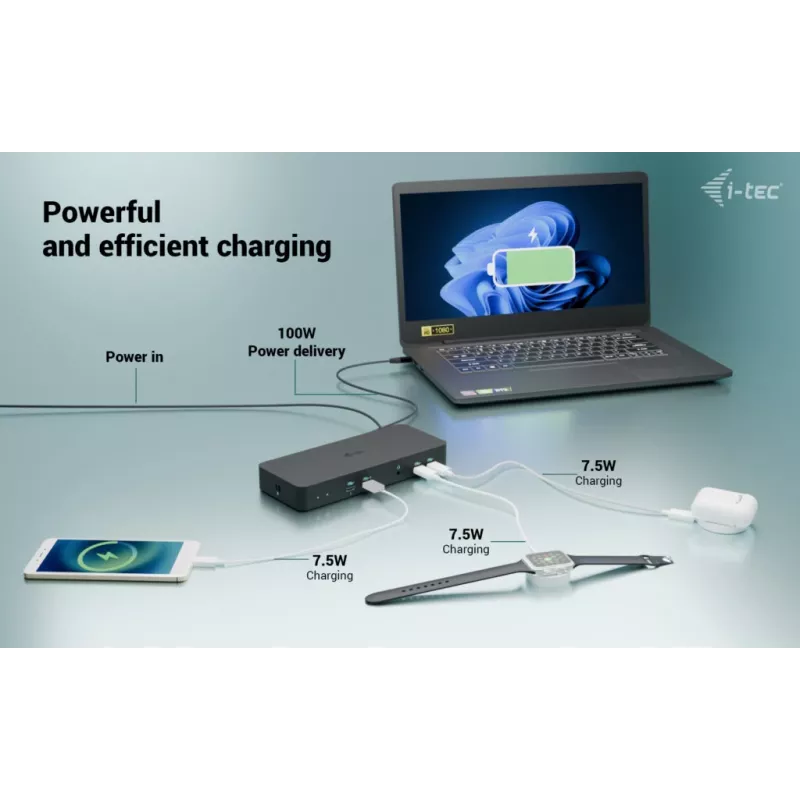 I-tec USB-C Intelligent Triple Display -telakointiasema + Power Delivery 100W