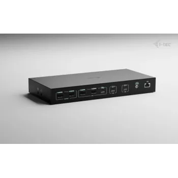 ITEC i-tec USB-C KVM Dock PRO kolmelle isäntälaitteelle, dual-video, 2x Power Delivery (max. 92W), USB 3.2, 10 Gbit/s, Gigabit-Ethernet