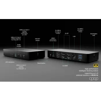 Telakointiasema i-tec CAINTGDUAL4KDOCPD Dual Display Power Delivery 100W