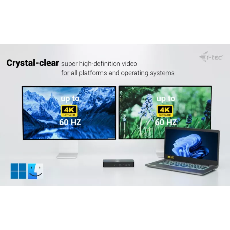 Telakointiasema i-tec CAINTGDUAL4KDOCPD Dual Display Power Delivery 100W