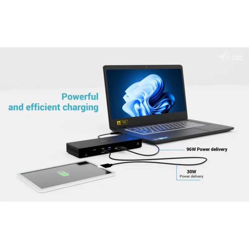 i-tec Thunderbolt4 Triple Display -telakointiasema + Power Delivery 96W