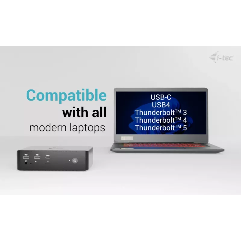i-tec Thunderbolt5 Quattro Display -telakointiasema, 5x USB, 2,5 GLAN + Power Delivery 140W