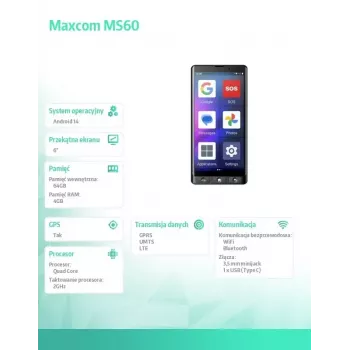 Älypuhelin MAXCOM MS601 4G 6,0 tuuman näyttö 32 GB musta