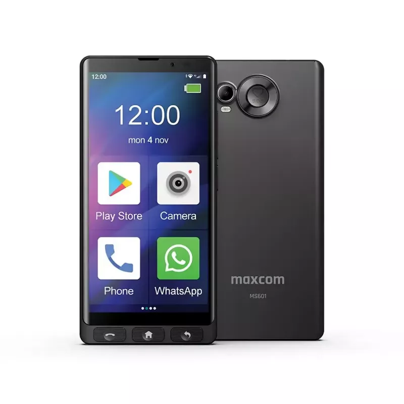 MAXCOM MS601 4G älypuhelin seniorille, 6 tuumaa, 4GB/64GB, Android 14, musta