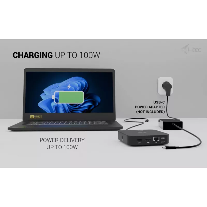 Telakointiasema ITEC USB-C Dual HDMI C31DUALHDMIDOCKPD — Dual 4K 60Hz, 100W Power Delivery