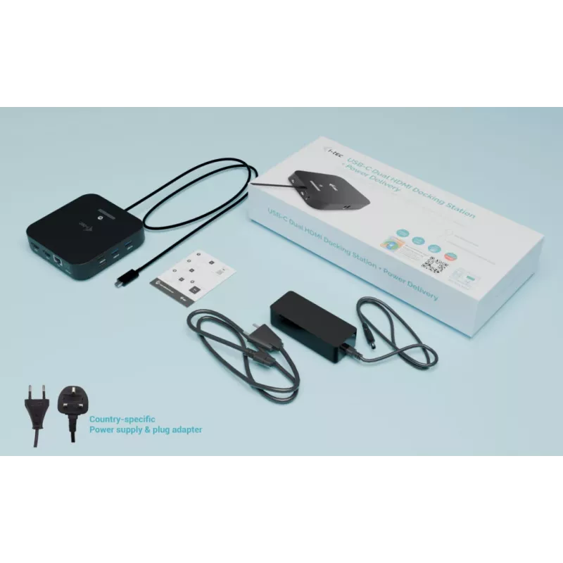 USB-C Dual HDMI adapteri ITEC C31DUALHDMIDPD100 — dual HDMI 4K@60Hz, USB-C Power Delivery 100W