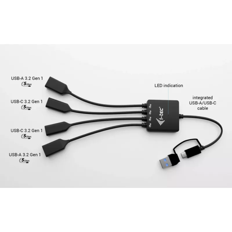 i-tec USB-C/USB-A kaapeli-HUB 4 porttia (2x USB-C, 2x USB-A)