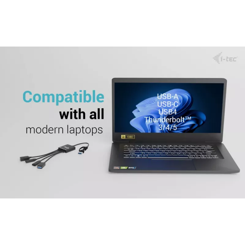 i-tec USB-C/USB-A kaapeli-HUB 4 porttia (2x USB-C, 2x USB-A)