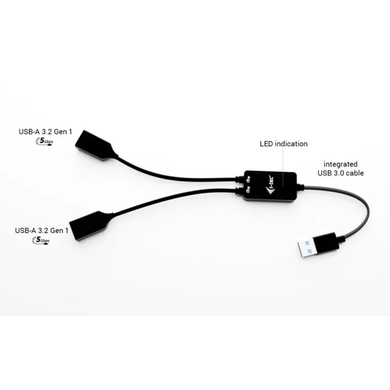 USB-A-keskitin ITEC U3CBLHUB2A — 2 porttia, USB 3.0 jopa 5 Gbit/s