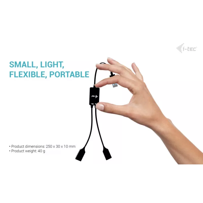 USB-A-keskitin ITEC U3CBLHUB2A — 2 porttia, USB 3.0 jopa 5 Gbit/s