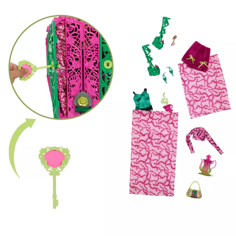 Monster High Skulltimate Secrets Garden Mysteries leikkisetti, Venus McFlytrap nukke yli 19 yllätyksellä