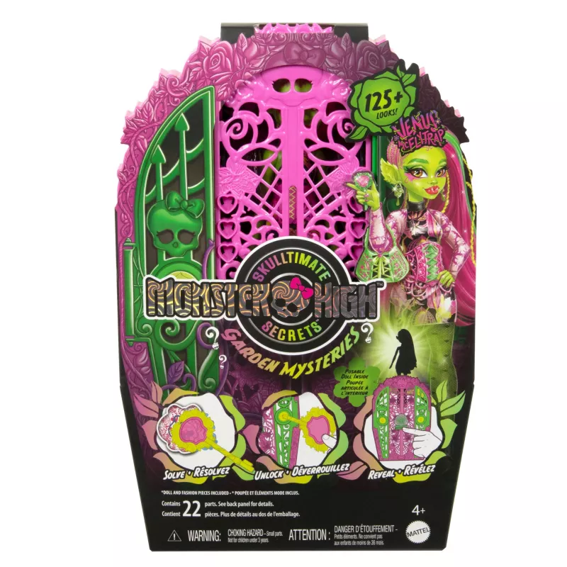 Monster High Skulltimate Secrets Garden Mysteries leikkisetti, Venus McFlytrap nukke yli 19 yllätyksellä