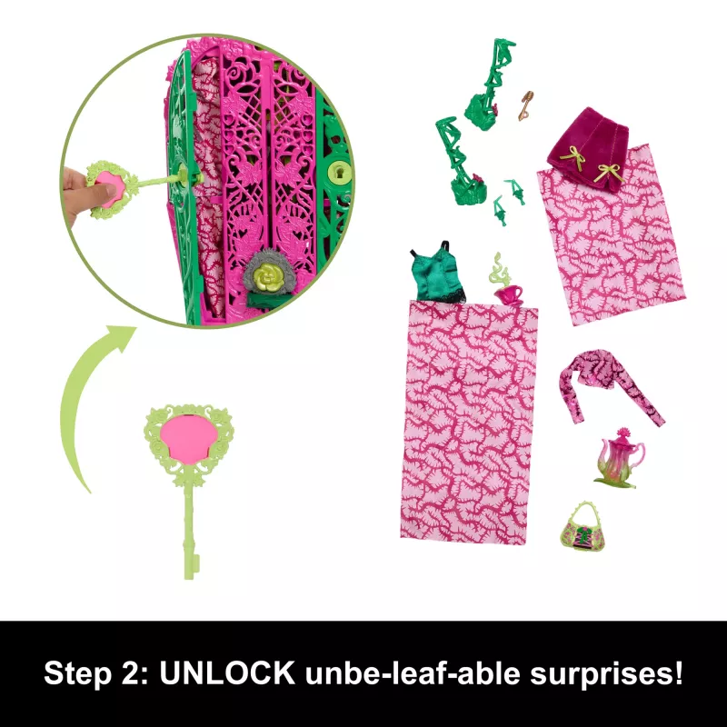 Monster High Skulltimate Secrets Garden Mysteries leikkisetti, Venus McFlytrap nukke yli 19 yllätyksellä
