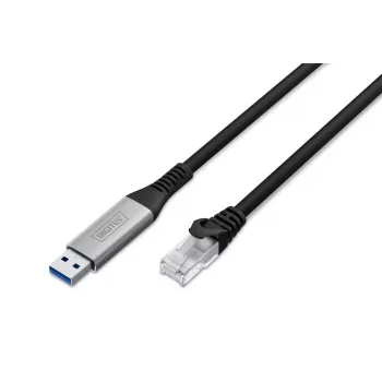 DIGITUS USB 3.2 Gen1 – RJ45 Ethernet-kaapeli – CAT6a S/FTP musta – 3m