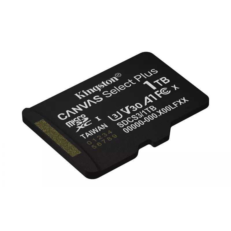 Kingston Technology 1TB micSDXC Canvas Select Plus Gen3 150R A1 yksittäispakkaus ilman adapteria