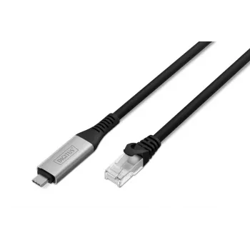 DIGITUS USB-C 3.2 Gen1 - RJ45 Ethernet-kaapeli - CAT6a S/FTP musta - 2m