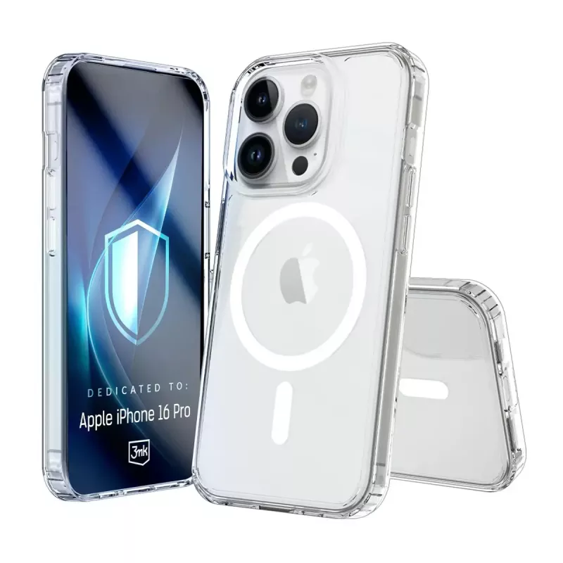 3MK Armor MagCase suojakuori iPhone 16 Pro -puhelimelle, MagSafe, läpinäkyvä, TPU