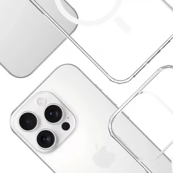 Puhelinkotelo 3MK Armor MagCase Cover iPhone 16 Pro Max -puhelimelle, sopii 17,5 cm (6,9 tuuman) näytölle, läpinäkyvä, PC+TPU