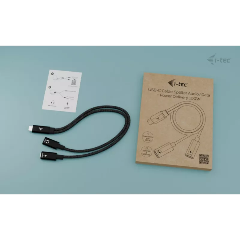 i-tec USB-C-kaapelinsplitteri ääni/data + Power Delivery 100 W
