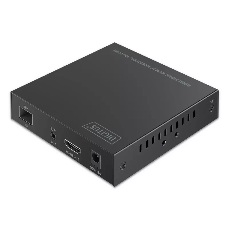 DIGITUS DS-55348 HDMI-valokuitu KVM IP -jatkosarja, 4K/60 Hz, 40 km/300 m, IP 1G, musta