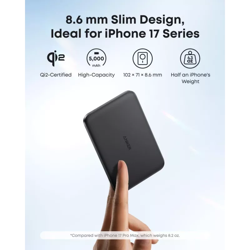 ANKER Nano Magnetic Wireless -varavirtalähde 5000mah 15w musta