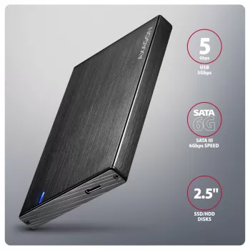 Axagon EE25-XA6C kompakti alumiininen USB-C 5 Gbit/s – SATA 6G ulkoinen kotelo 2,5